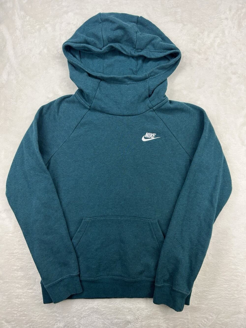 Nike Essential Funnel Neck Fleece Pullover Hoodie XS Teal Workout
